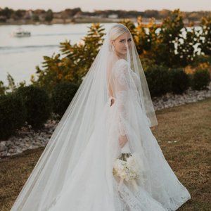 Wedding Veil - Cathedral veil Length - Cascading Two tier with blusher